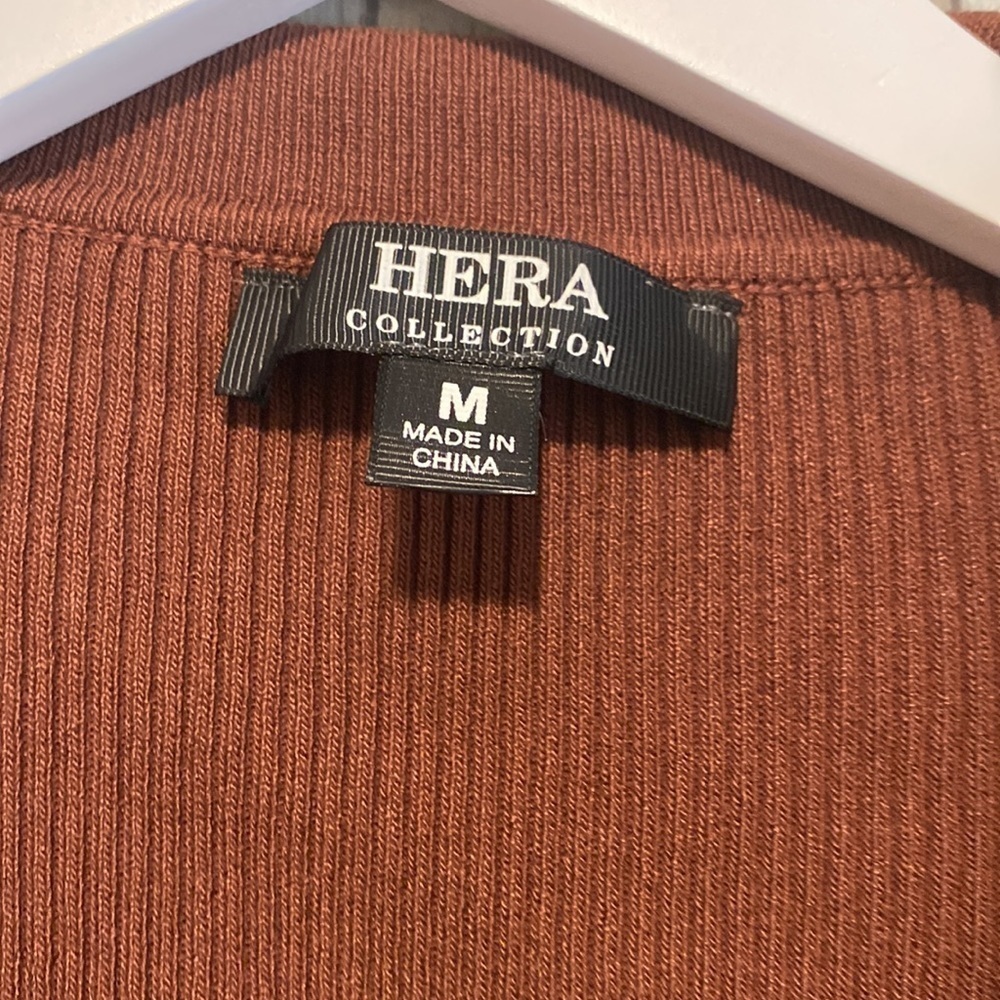 Hera Collection Brown Collared Button Up Cut Out … - image 4